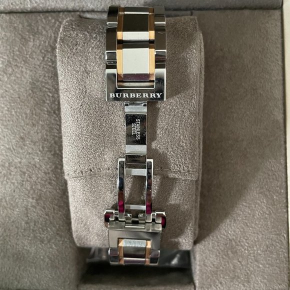 Preowned, authentic Burberry Two-Toned Silver and Rose Gold Women's Watch - Picture 3 of 6
